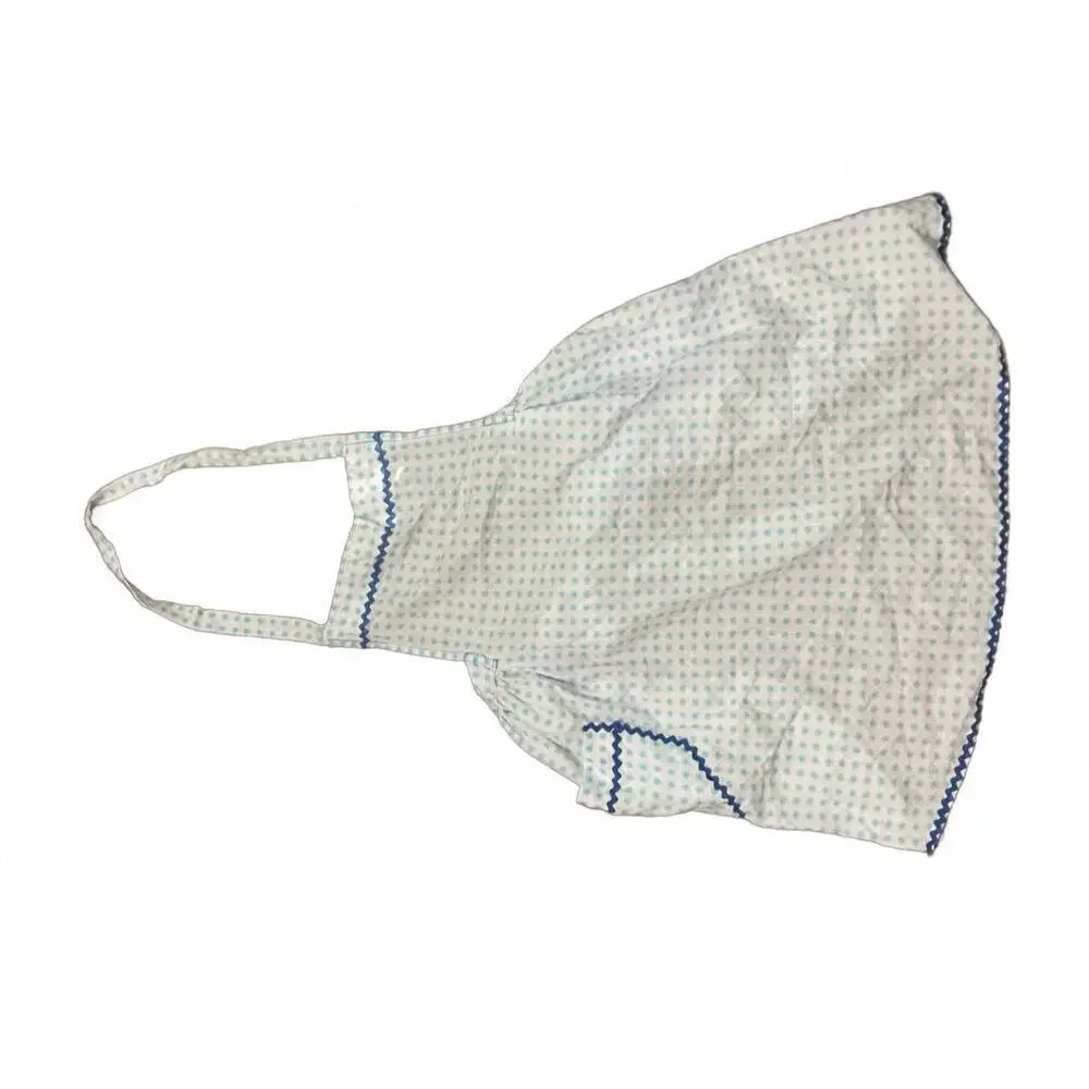 Vintage Light Blue Polka Dot Kitchen Apron with Pocket